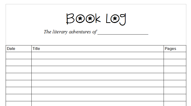 homeschool book log printable pages