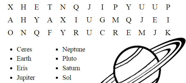 astronomy word search puzzles